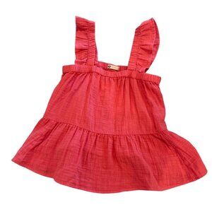 NWOT Kohls Goods For Life Coral Cotton Ruffle Tank Top Size M